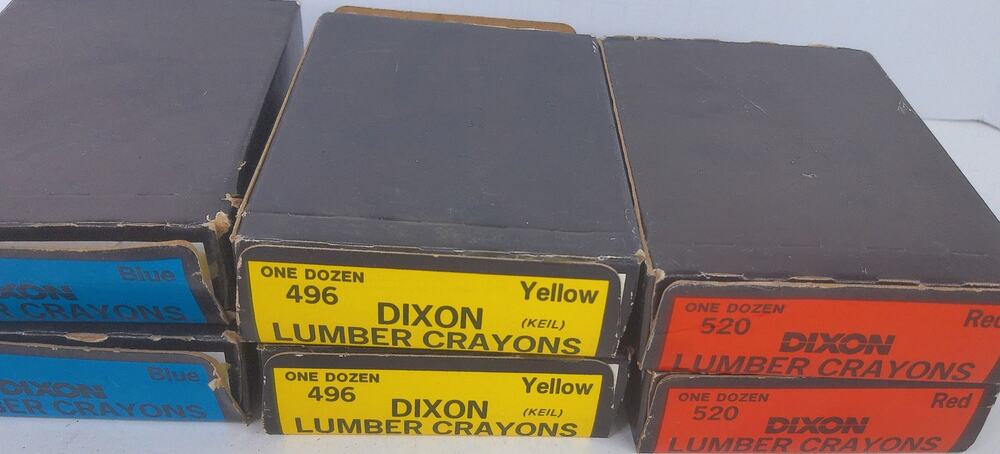 Vintage Dixon Lumber Crayons Red Blue Yellow Set Of 6 Boxes